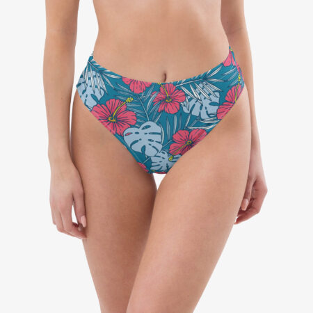 Tropical Bloom High Waisted Bikini Bottom front view