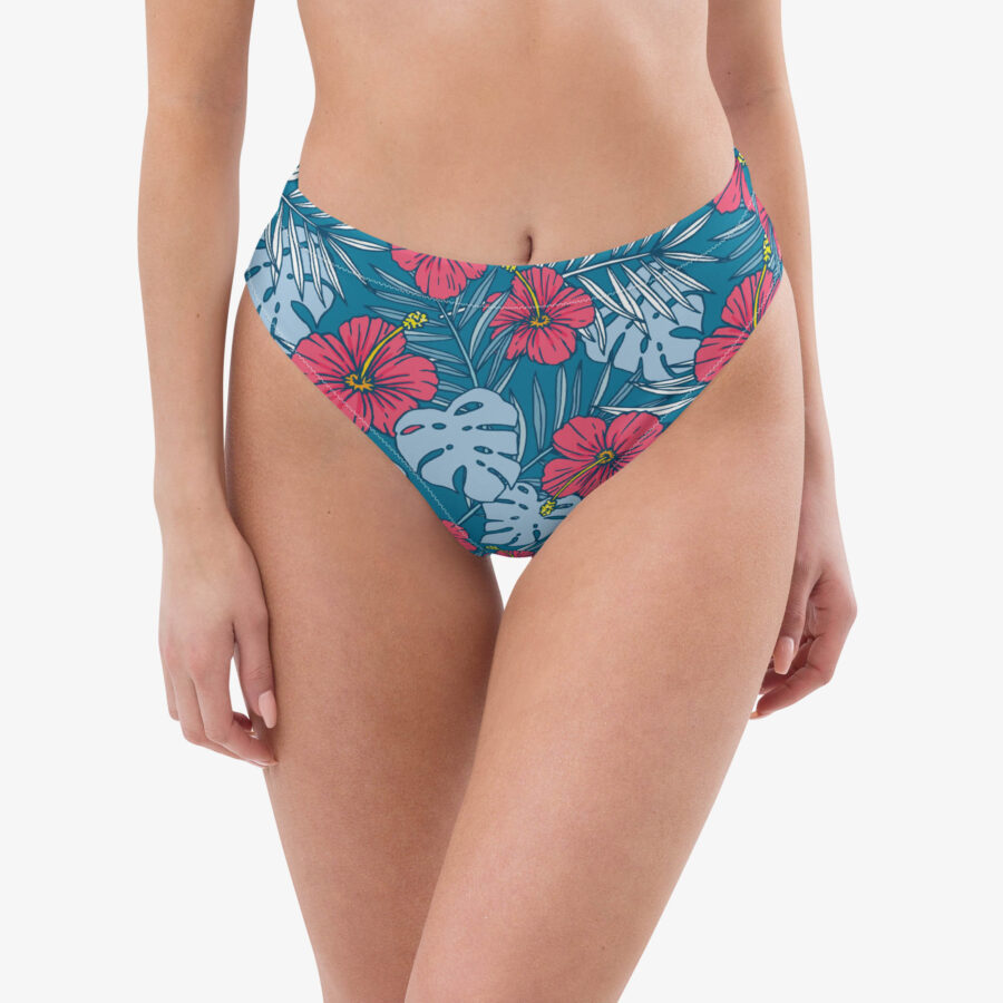 Tropical Bloom High Waisted Bikini Bottom front view