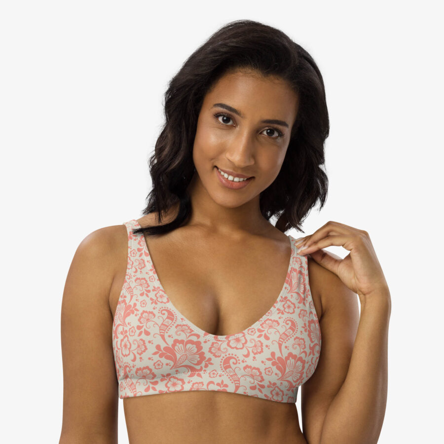 Floral Print Padded Bikini Top front view