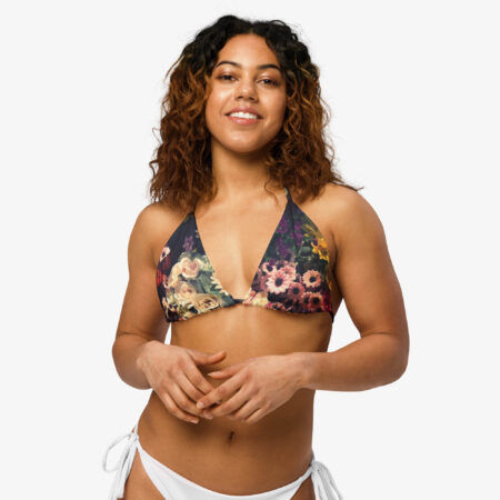 Botanical Burst String Padded Bikini Top front view