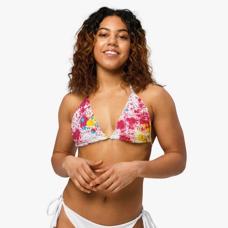 Paintstroke Burst Padded String Bikini Top front view