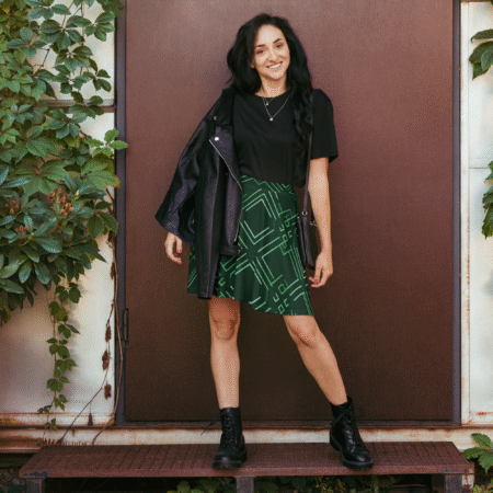Emerald Signal Skater Skirt lifestyle