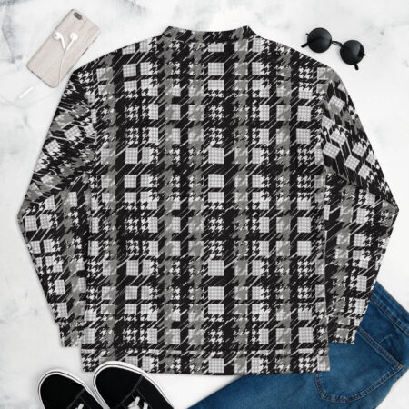 Grayscale Optical Illusion Bomber Jacket back view