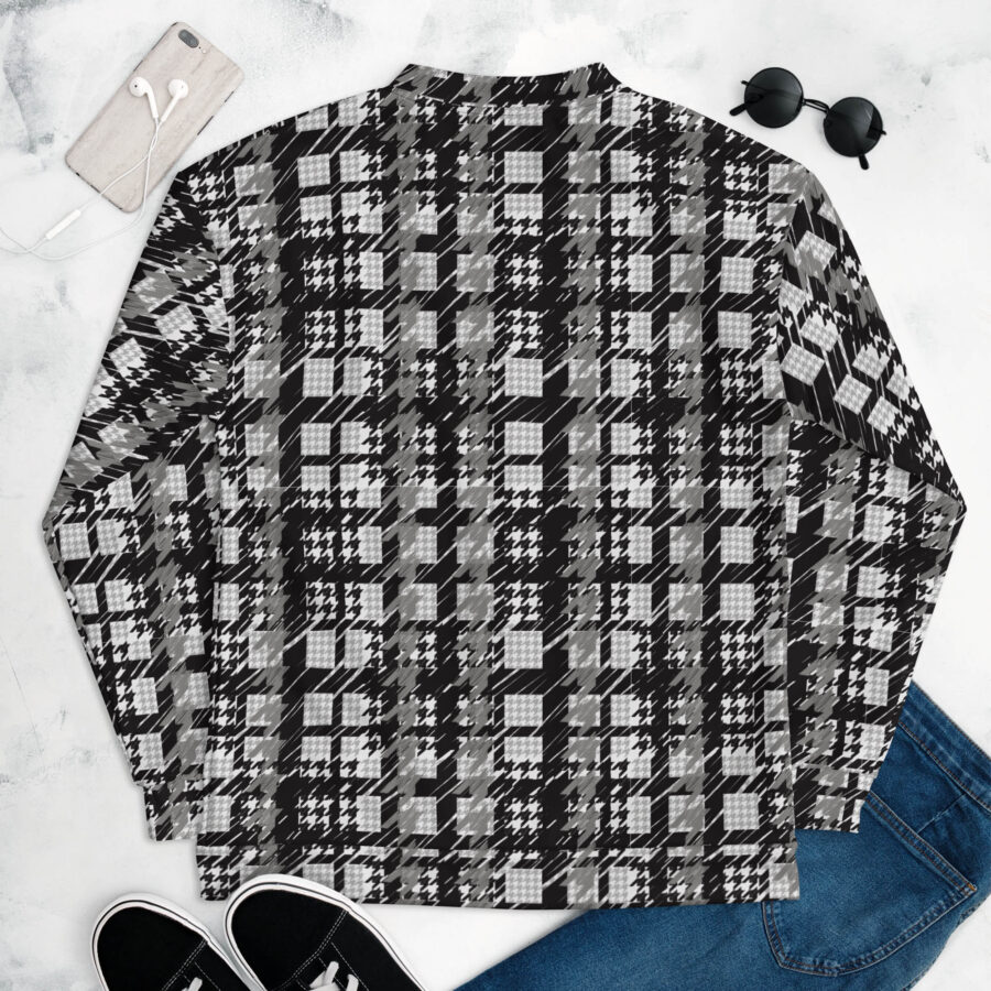Grayscale Optical Illusion Bomber Jacket back view
