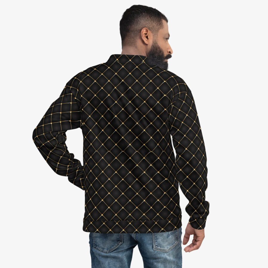Noir Lattice Luxe Bomber Jacket back view