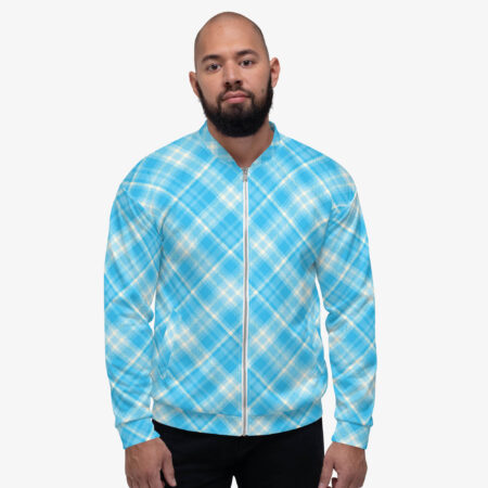 Sky Checkered Bomber Jacket front view