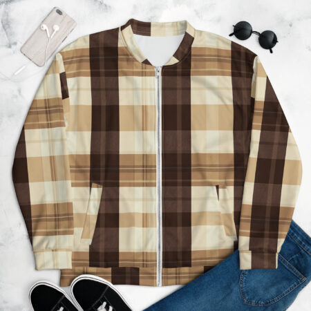 Dust Script Checkered Bomber Jacket front view lay