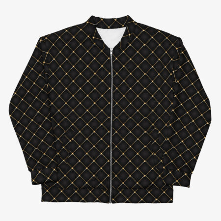 Noir Lattice Luxe Bomber Jacket front view