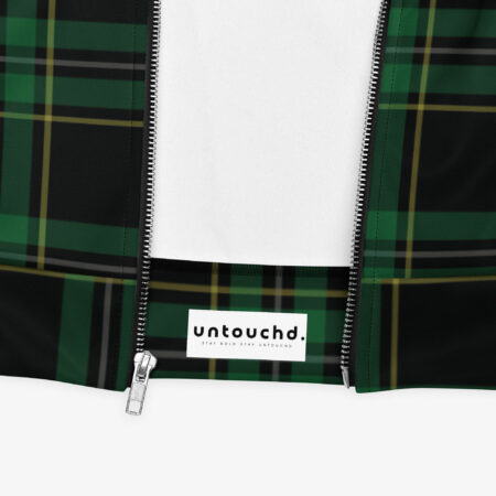 Emerald Grid Pattern Bomber Jacket brand view