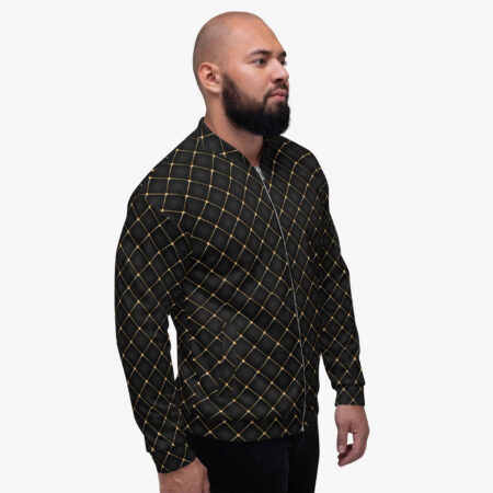 Noir Lattice Luxe Bomber Jacket side view