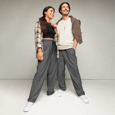 Shadow Grid Wide-Leg Joggers dou view