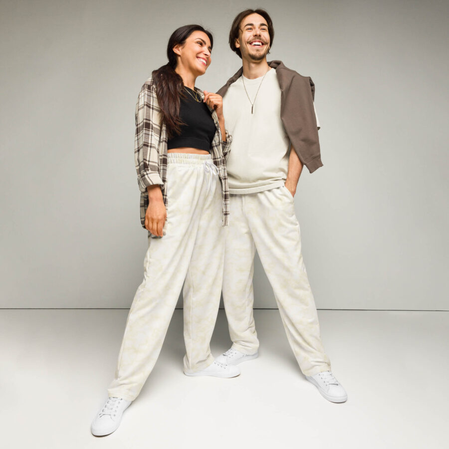 Ivory Cloud Wash Wide Leg Joggers dou view