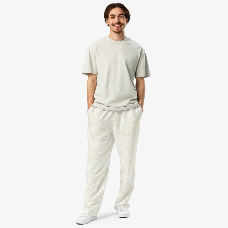 Ivory Cloud Wash Wide Leg Joggers man pose