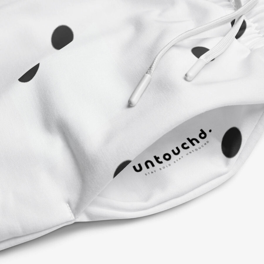 White Polka Dot Wide Leg Joggers brand view