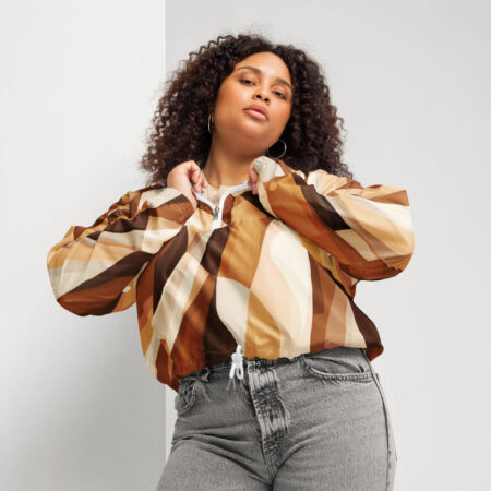Earthtone Flow Cropped Windbreaker front lay