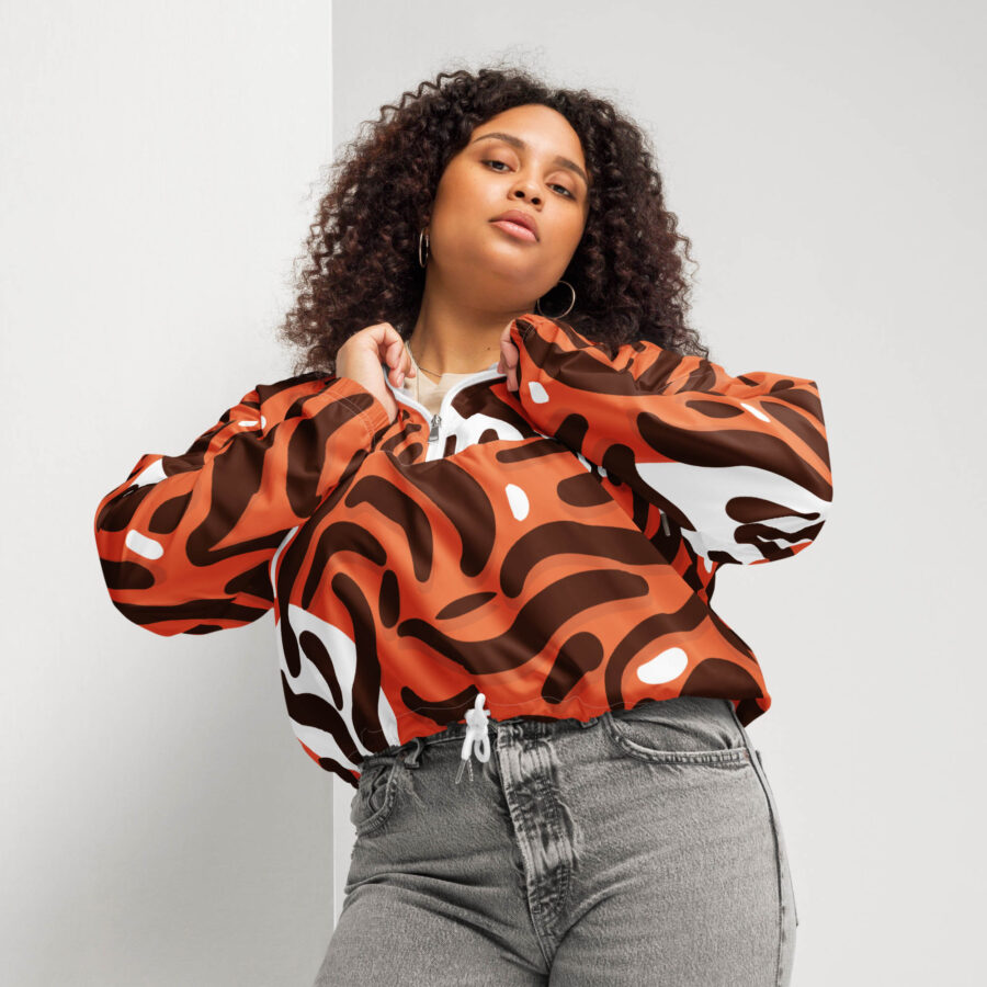 Tiger Pulse Cropped Windbreaker front side view