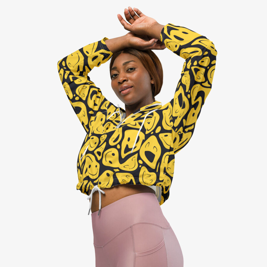 Distorsion Smiley Cropped Windbreaker front view lay
