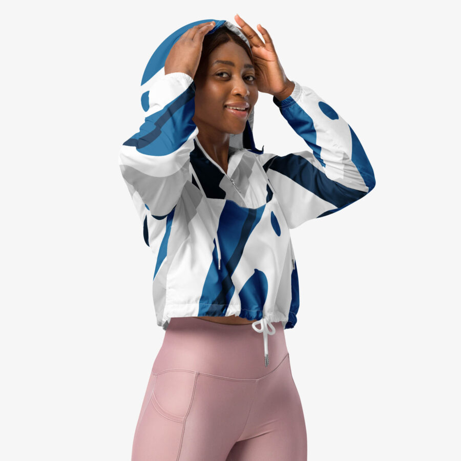 Azure Distortion Cropped Windbreaker side view