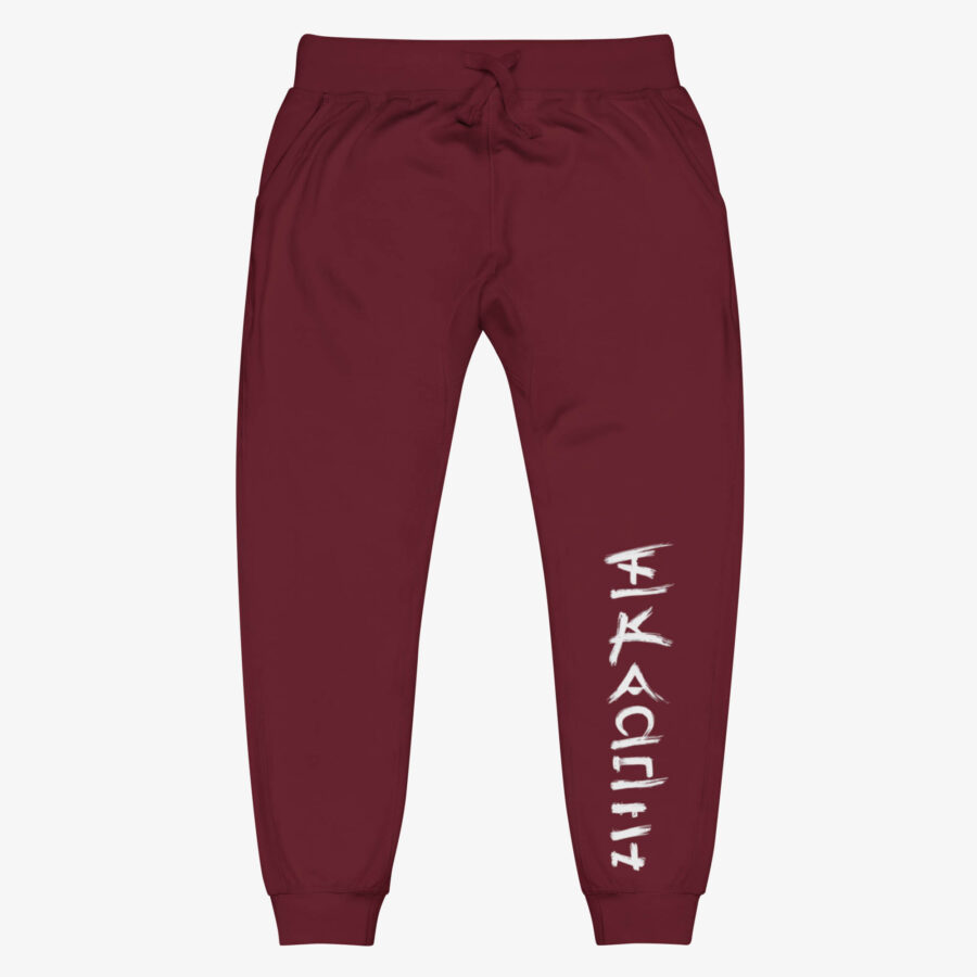 Cipher Run Sweatpants in Midnight Black front view in maroon