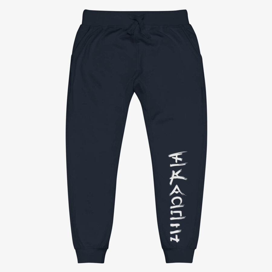 Cipher Run Sweatpants in Midnight Black front view in navy blazor