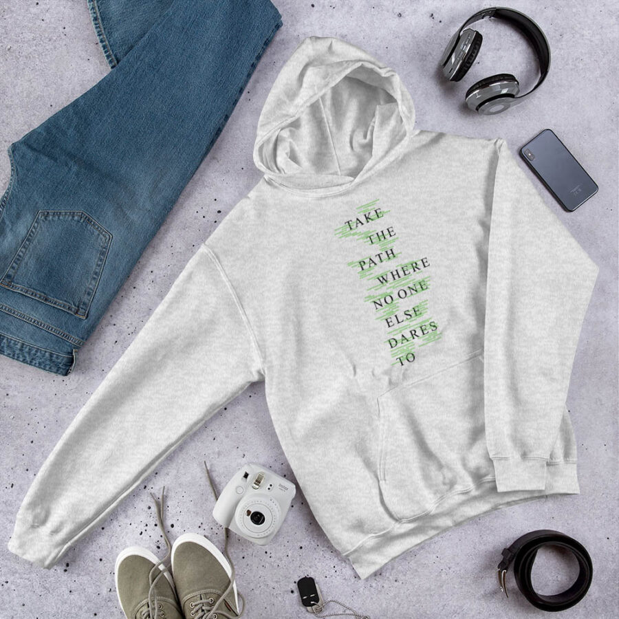 Quoted Graphic Design Hoodie in ash