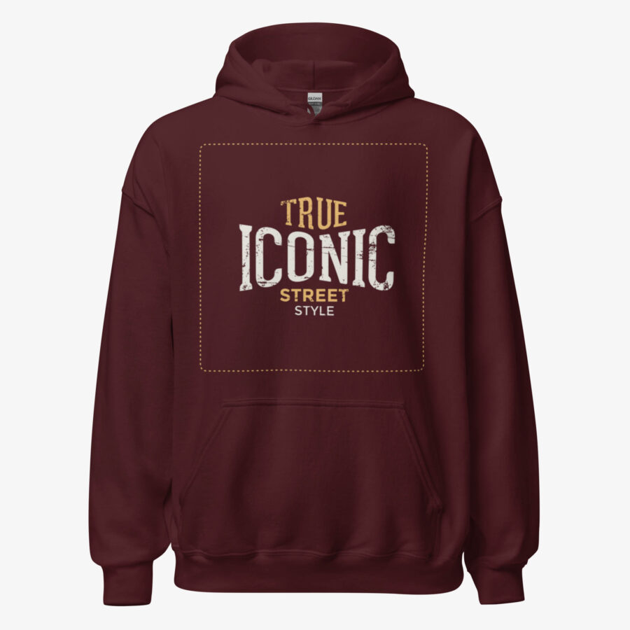 True Iconic Graphic Design Hoodie in maroon