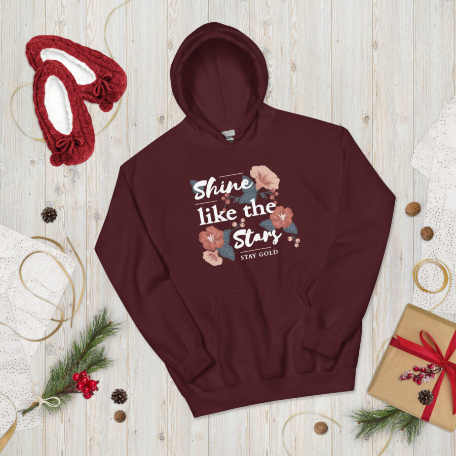 Shine Like The Stars Graphic Hoodie for Women maroon