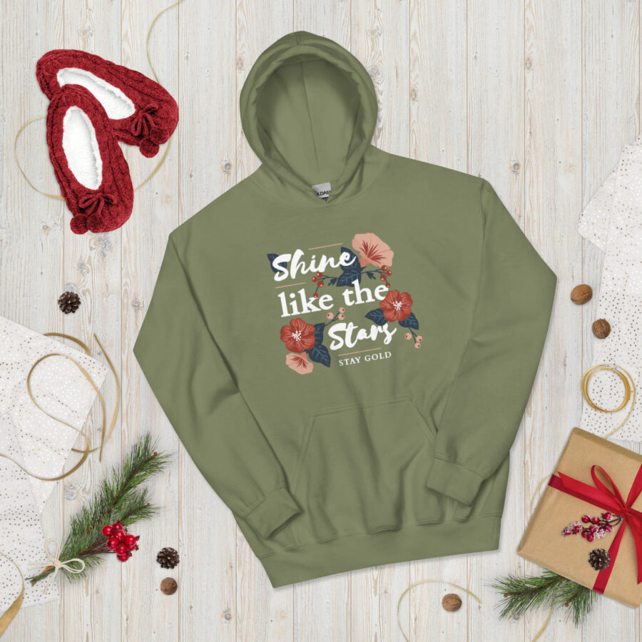 Shine Like The Stars Graphic Hoodie for Women military