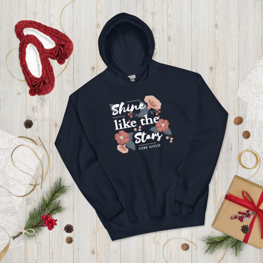 Shine Like The Stars Graphic Hoodie for Women navy