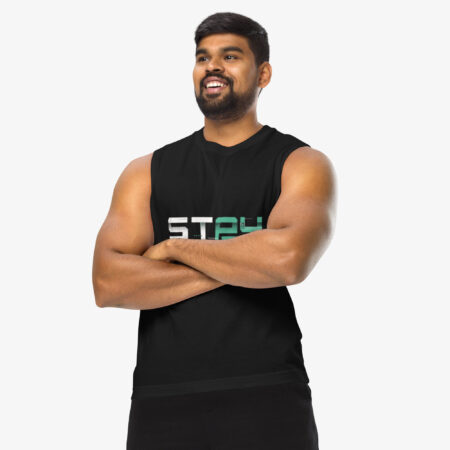 Digital Drift Graphic Muscle Shirt for Gymwear side view with different pose
