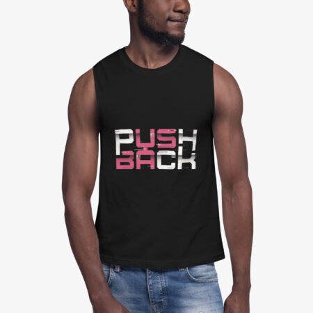 Push Back Graphic Muscle Shirt front view