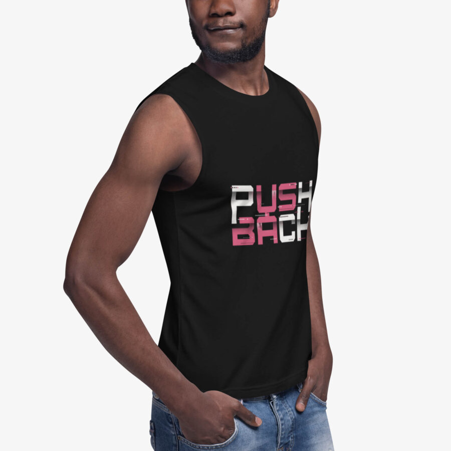 Push Back Graphic Muscle Shirt side view
