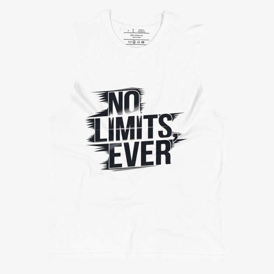No Limits Ever Graphic Muscle Shirt front view