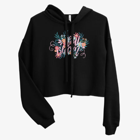 Bloom Script Cropped Hoodie front view