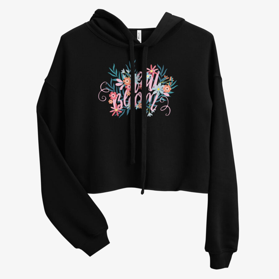 Bloom Script Cropped Hoodie front view