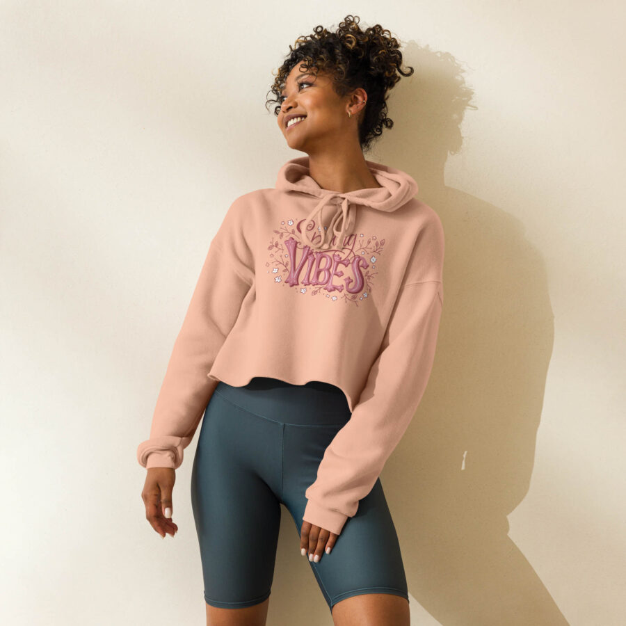 Rosy Vibes Cropped Hoodie lifestyle