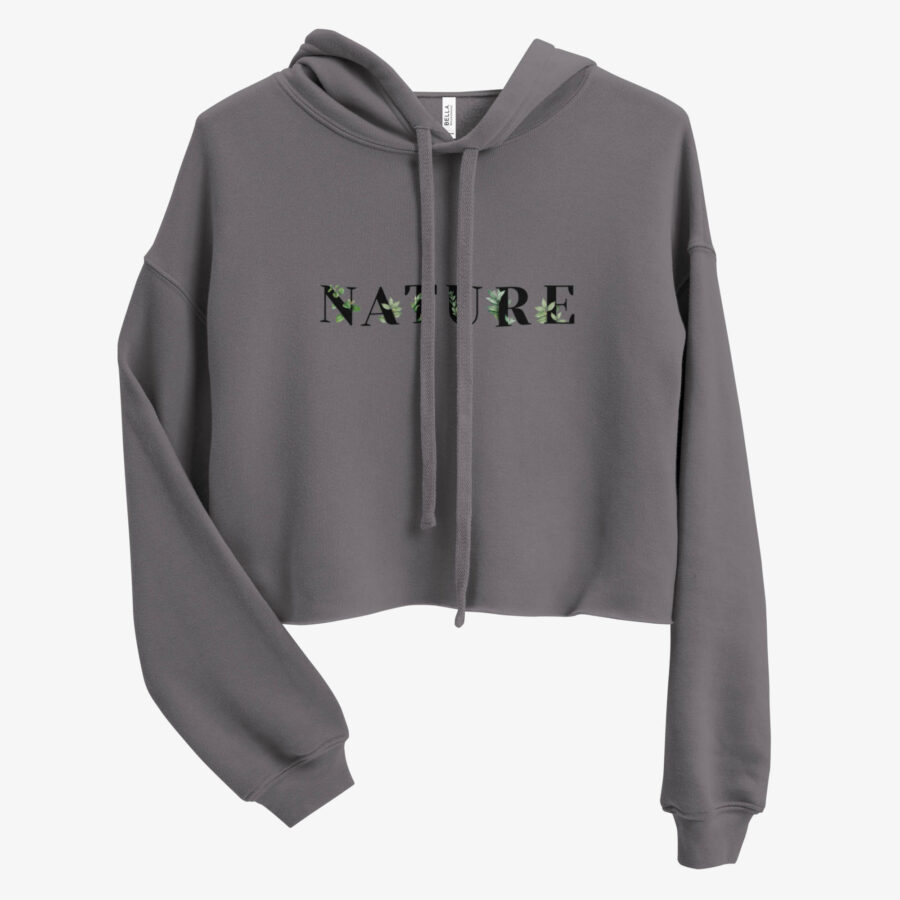Shadowbloom Cropped Hoodie front view lay in gray colour