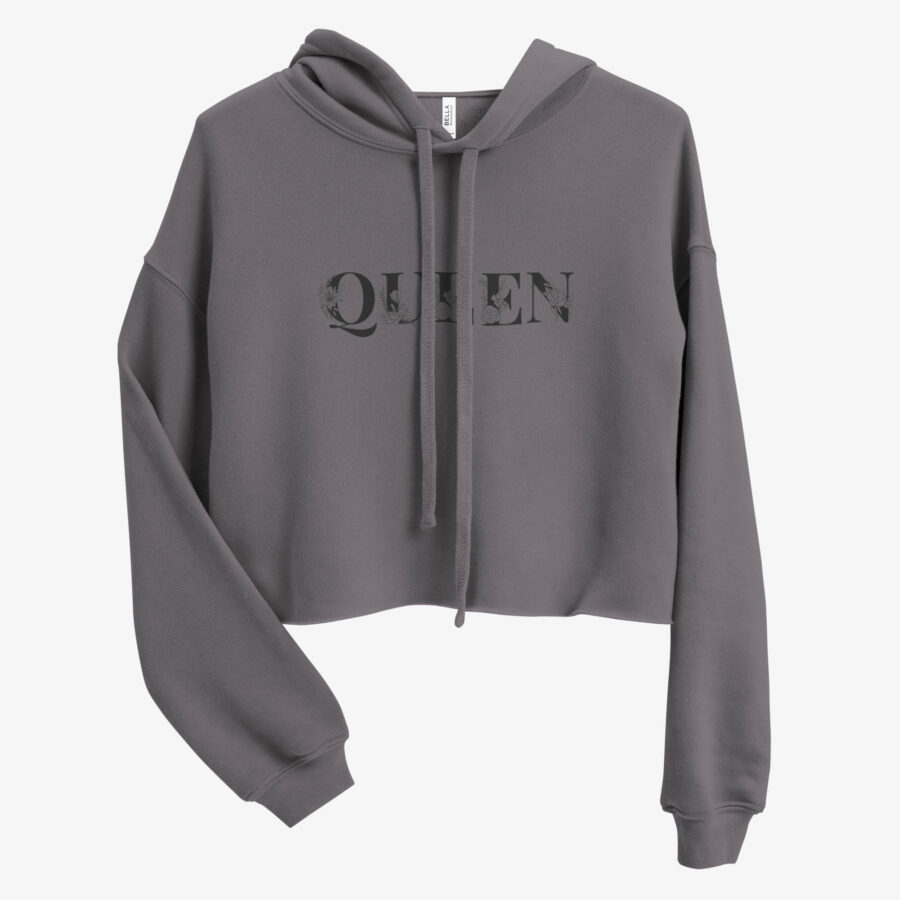 Royal Fade Cropped Hoodie front view in storm color