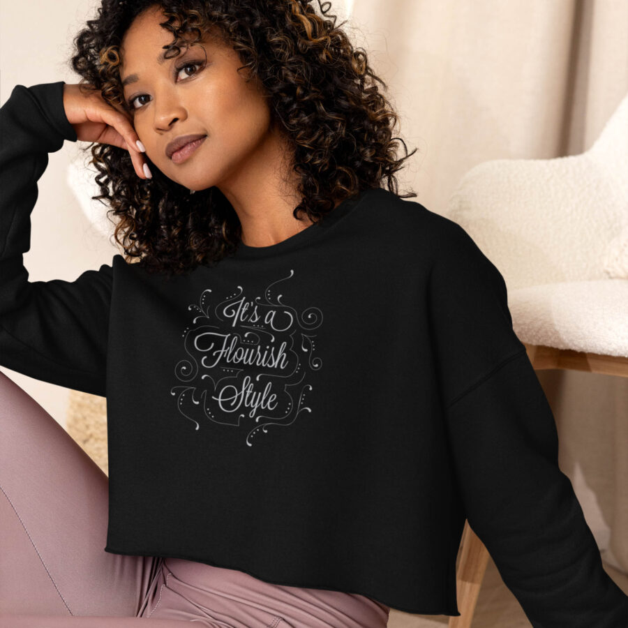 Flourish Style Script Cropped Sweatshirt lifestyle