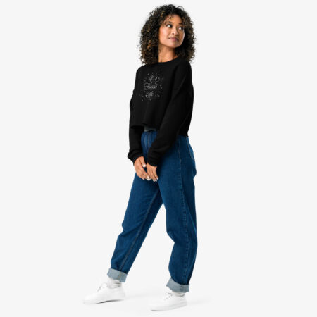 Flourish Style Script Cropped Sweatshirt mockup with a different pose