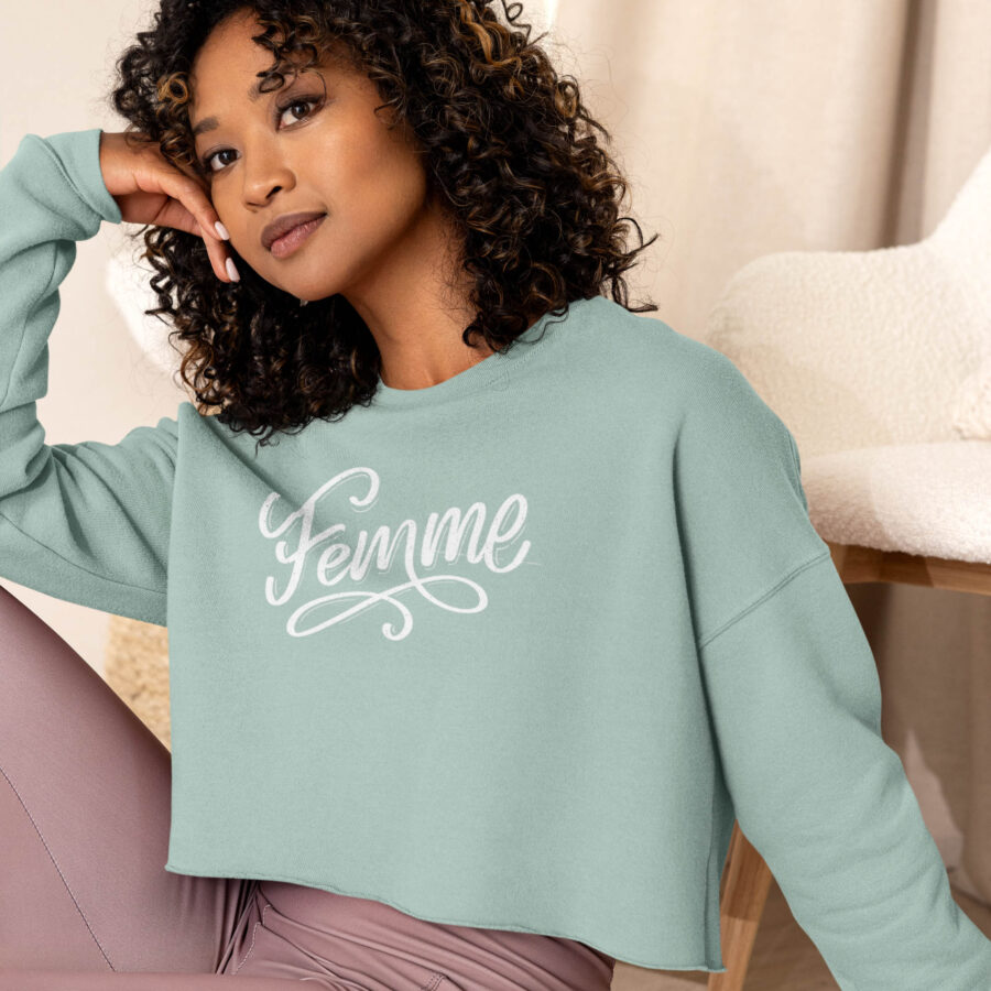 Civette Cropped Sweatshirt lifestyle in dusty blue